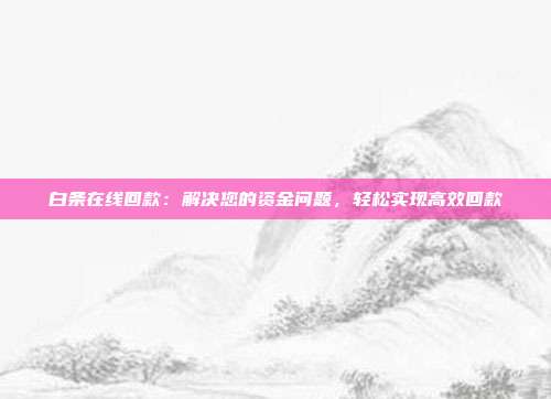 白条在线回款:解决您的资金问题,轻松实现高效回款