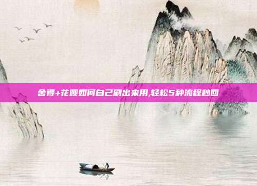 舍得+花呗如何自己刷出来用,轻松5种流程秒回