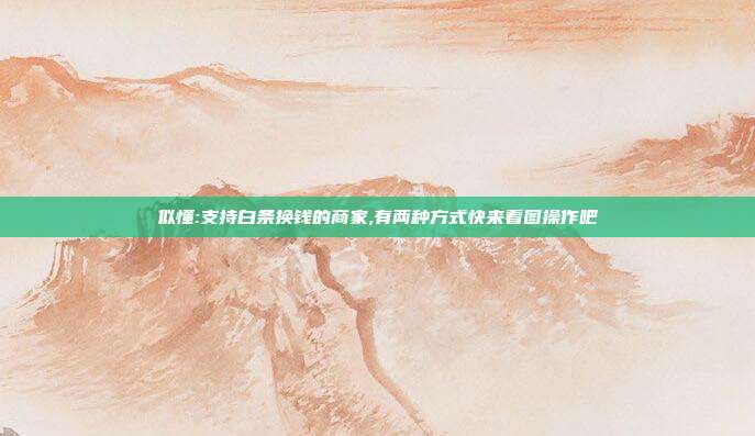 似懂:支持白条换钱的商家,有两种方式快来看图操作吧