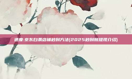 速度:京东白条店铺秒到方法(2025秒到账提现介绍)