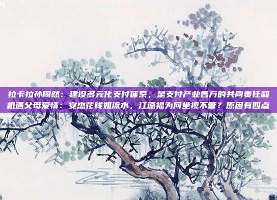 拉卡拉孙陶然:建设多元化支付体系,是支付产业各方的共同责任和机遇父母爱情:安杰花钱如流水,江德福为何坐视不管?原因有四点