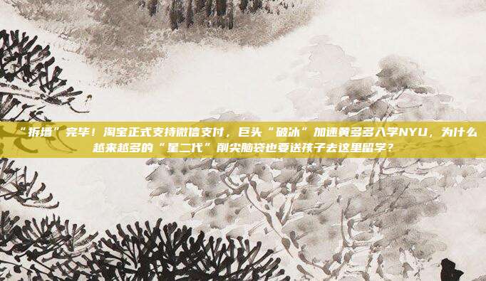 “拆墙”完毕!淘宝正式支持微信支付,巨头“破冰”加速黄多多入学NYU,为什么越来越多的“星二代”削尖脑袋也要送孩子去这里留学?
