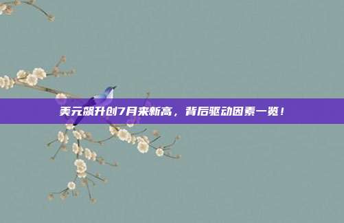 美元飙升创7月来新高,背后驱动因素一览!