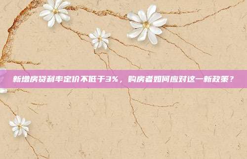 新增房贷利率定价不低于3%,购房者如何应对这一新政策?