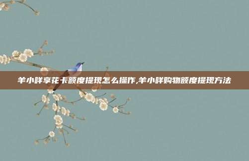 羊小咩享花卡额度提现怎么操作,羊小咩购物额度提现方法