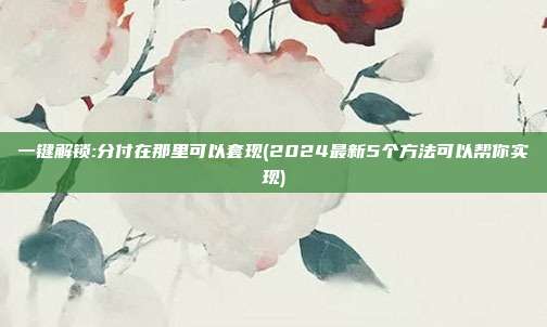 一键解锁:分付在那里可以套现(2024最新5个方法可以帮你实现)