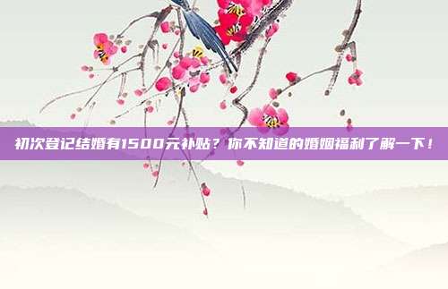 初次登记结婚有1500元补贴?你不知道的婚姻福利了解一下!