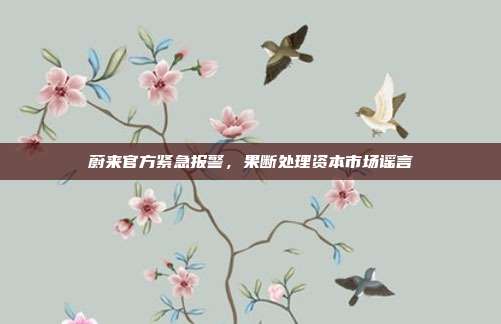 蔚来官方紧急报警,果断处理资本市场谣言