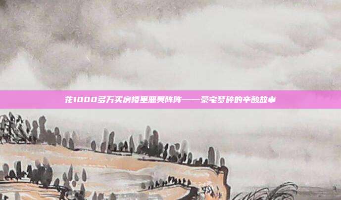 花1000多万买房楼里恶臭阵阵——豪宅梦碎的辛酸故事