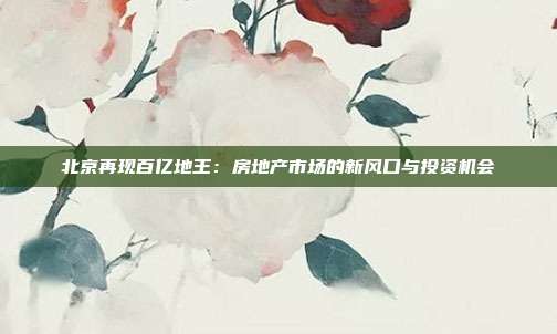 北京再现百亿地王:房地产市场的新风口与投资机会