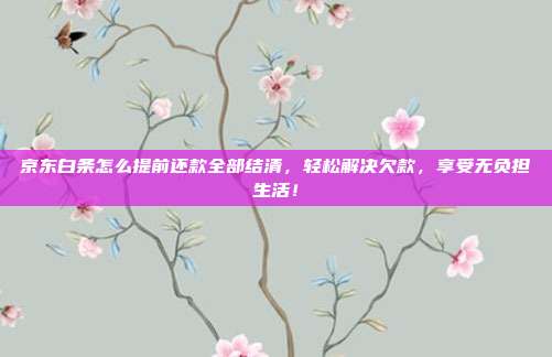 京东白条怎么提前还款全部结清,轻松解决欠款,享受无负担生活!