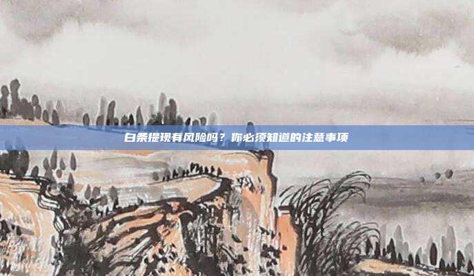 白条提现有风险吗?你必须知道的注意事项
