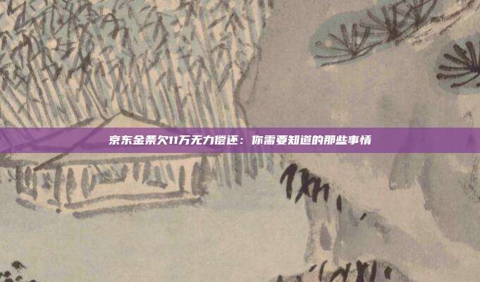 京东金条欠11万无力偿还:你需要知道的那些事情