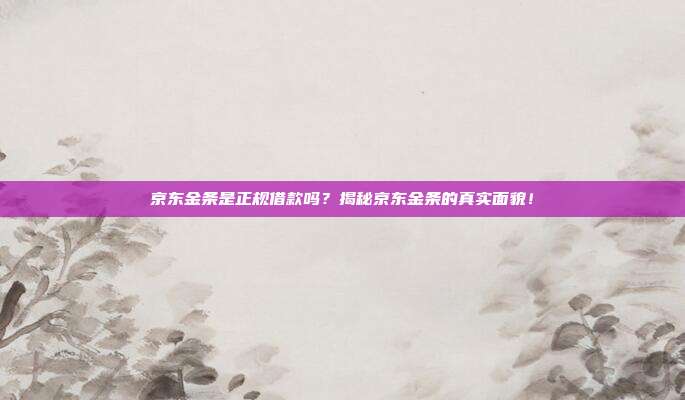 京东金条是正规借款吗?揭秘京东金条的真实面貌!