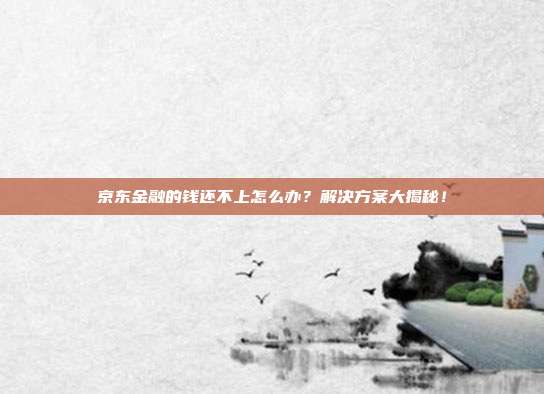 京东金融的钱还不上怎么办?解决方案大揭秘!