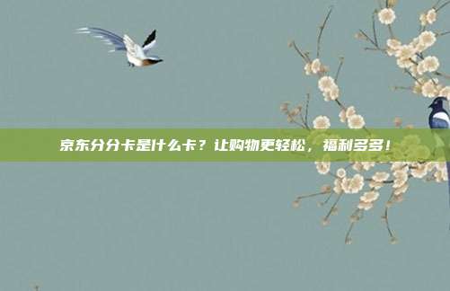 京东分分卡是什么卡?让购物更轻松,福利多多!