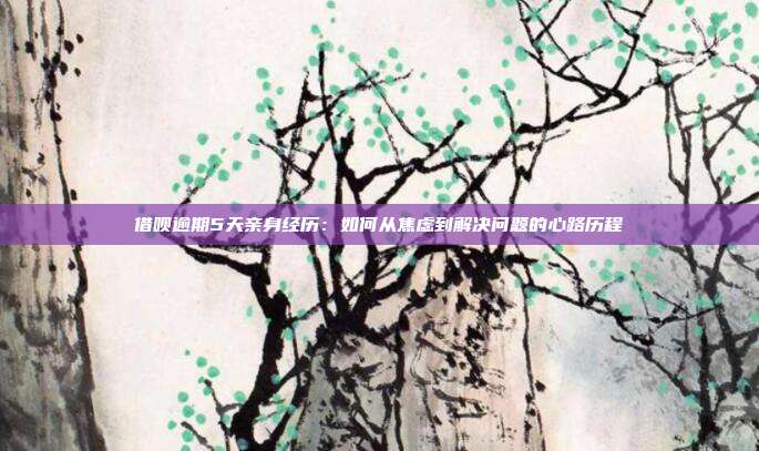 借呗逾期5天亲身经历:如何从焦虑到解决问题的心路历程